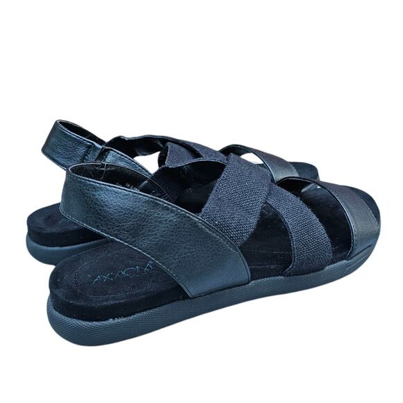 Black Crisscross Sandals Size 10 Canvas Synthetic Strappy Slingback Flats - Picture 6 of 12